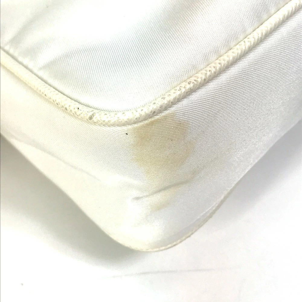 PRADA Triangle Logo Plate Edition Crossbody Bag Clutch Chain White - Picture 2 of 15